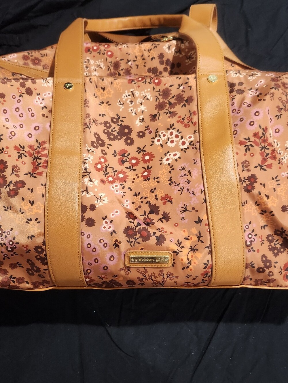 Madden GIRL Floral Weekender Duffel Bag - Tan